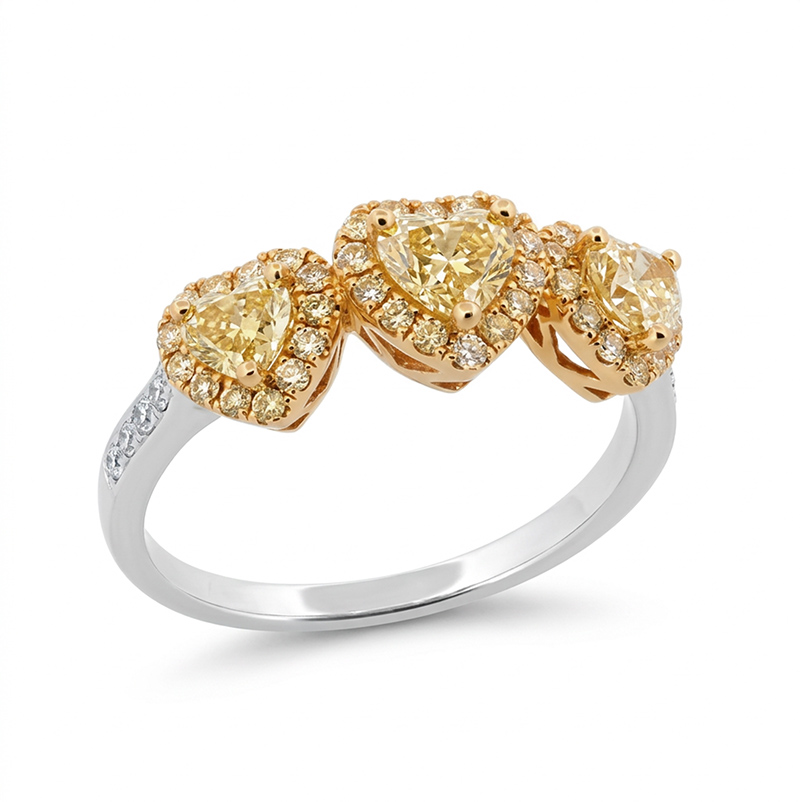 Briliantový prsteň z bieleho a žltého zlata so žltými briliantmi